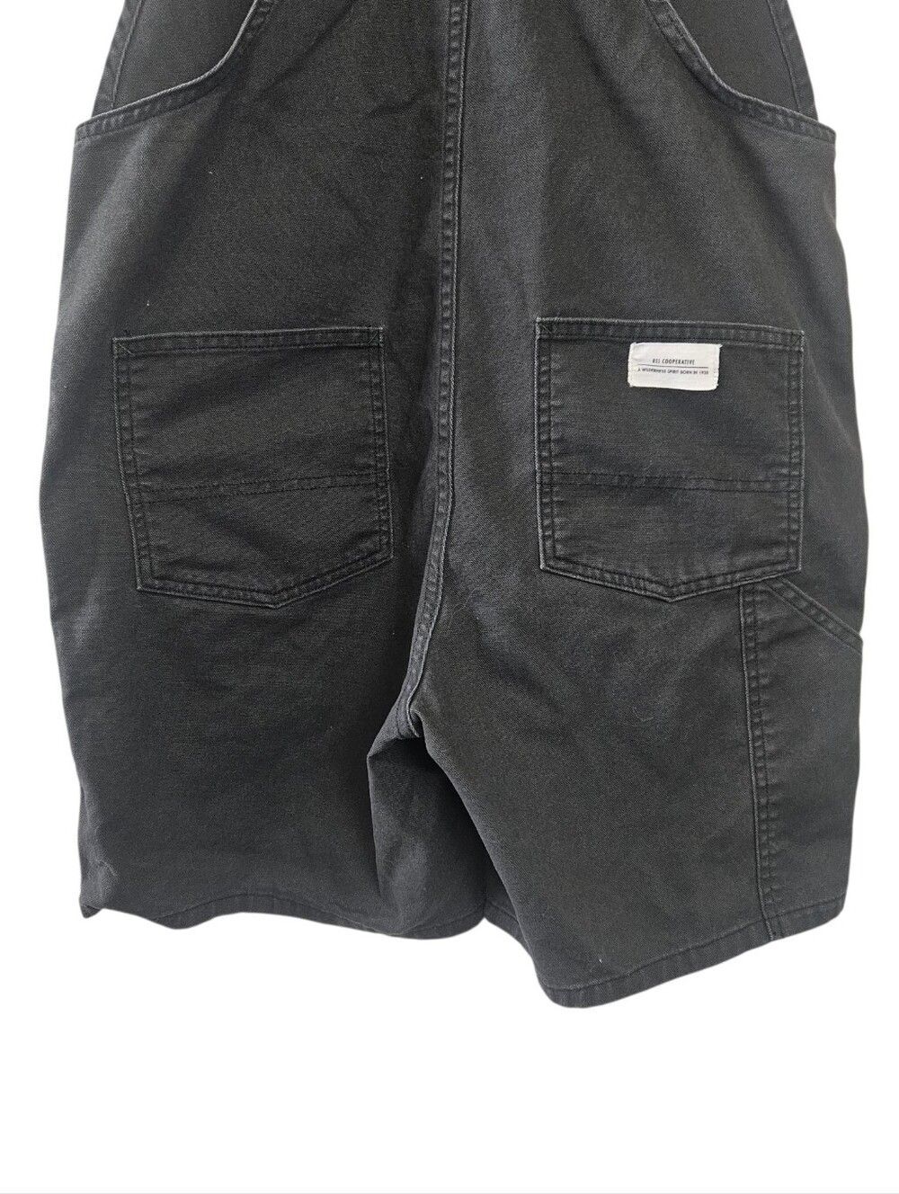 REI CoOp Dark Green Shortalls Overall Shorts Womens Sz 6 Outdoor Chore Gardening - Picture 3 of 5